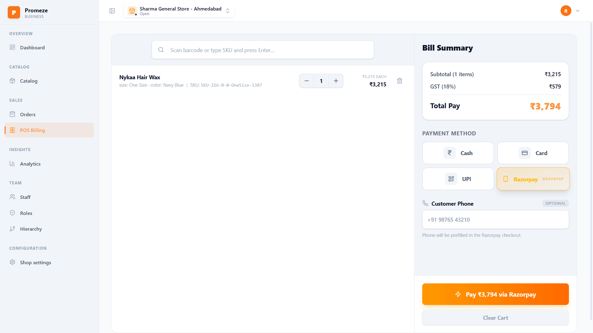 At the counter: Bill a customer in seconds